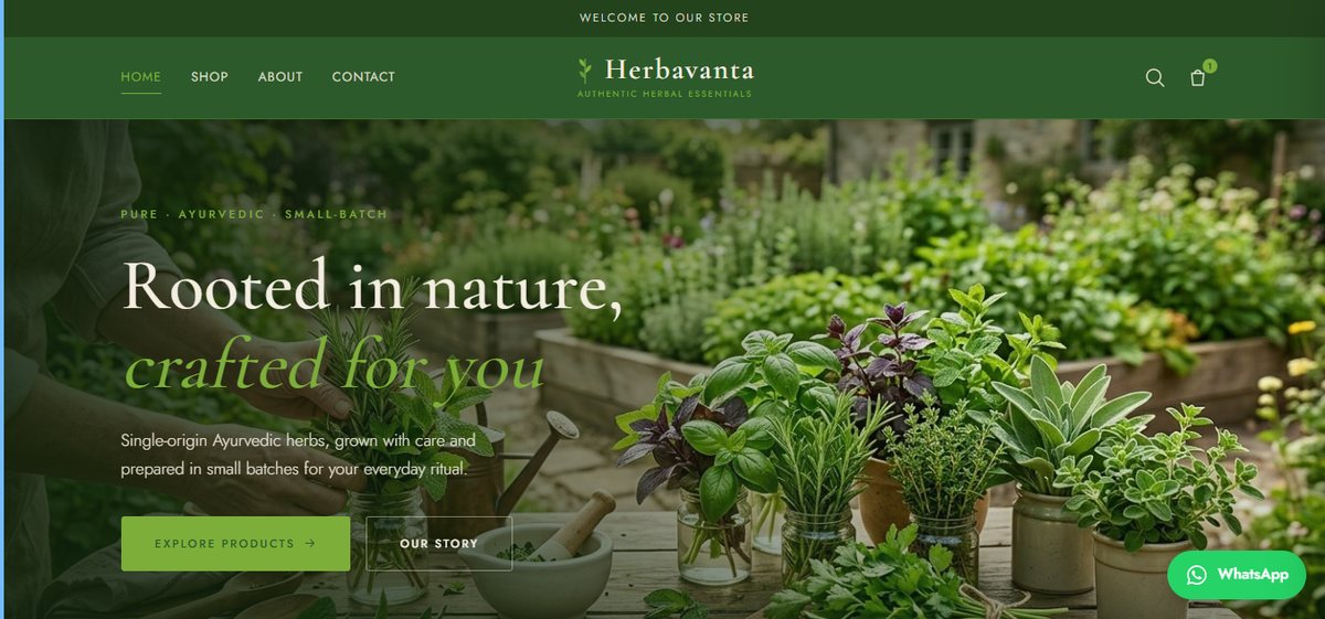 Herbavanta &mdash; herbal and Ayurvedic e-commerce website built by QuickSolv