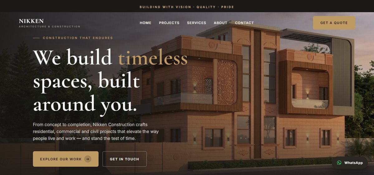 Nikken Construction &mdash; architecture and construction website built by QuickSolv